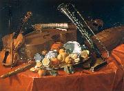 Cristoforo Munari Stilleben mit Musikinstrumenten und Fruchten oil painting artist